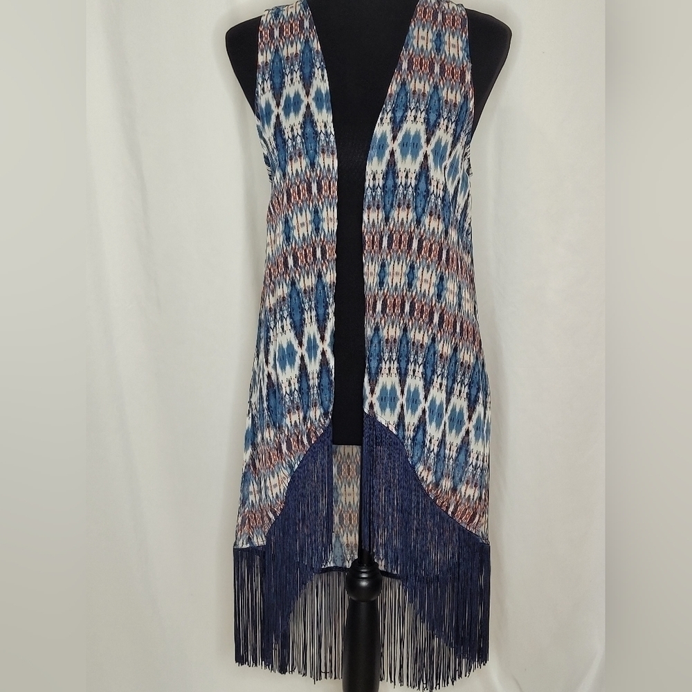 Love On A Hanger Fringe Duster Vest - Size S